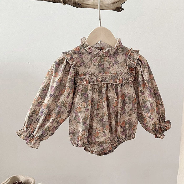 Thumbnail: 2024 New Autumn Toddler Baby Girls Romper Long Sleeved Cotton Print Infant Baby