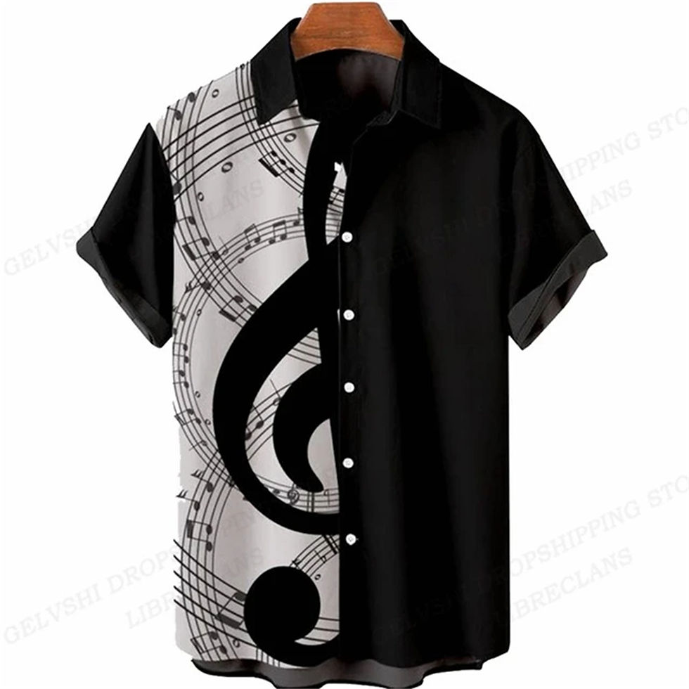 Music Note 3d Printed Shirt Men Women Single Breasted Oversized Men's Profession