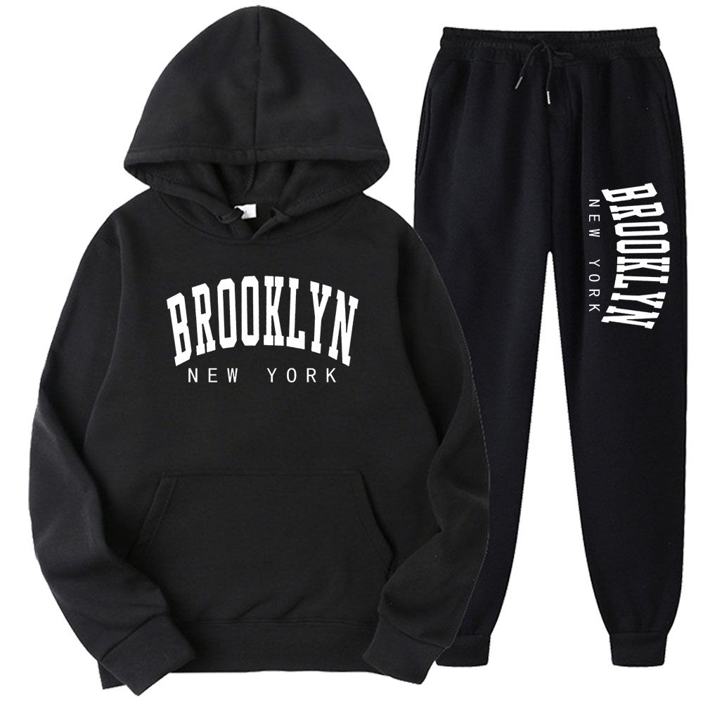 BROOKLYN NEW YORK Autumn Winter Men Women Hooded Sweatshirt Suit Pure Cotton Cou
