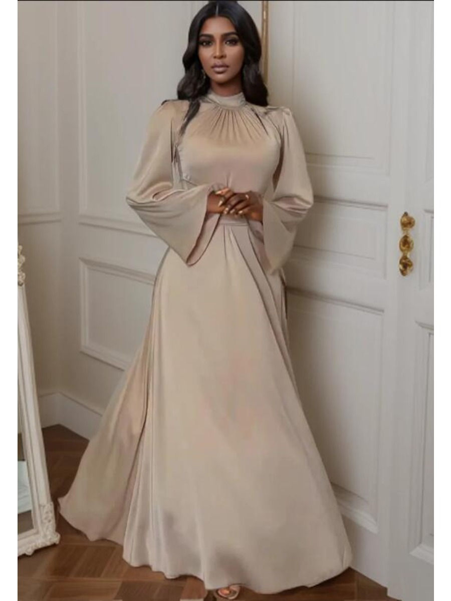 Eid Muslim Party Dress for Women Ramadan Abaya Long Dress Belt Bandage Satin Mor