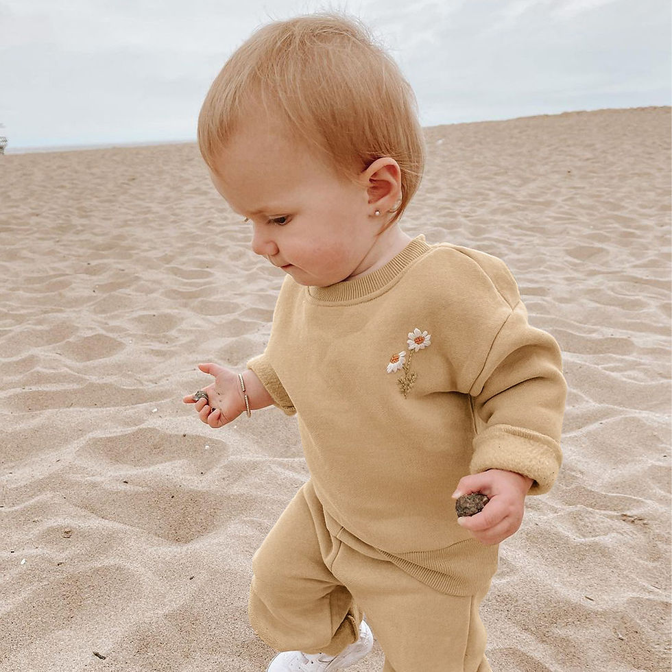 Thumbnail: Baby Girls Clothes Set Fleece Embroidery Daisy Pullover Sweatshirt+Jogger Pants