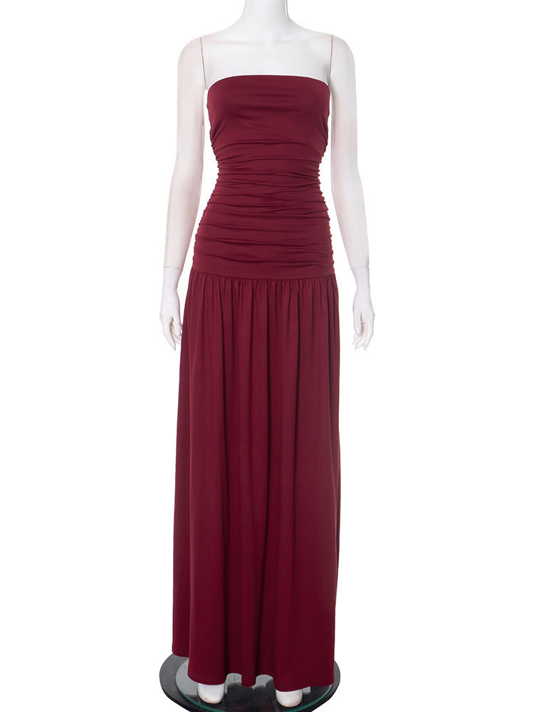 Thumbnail: Mozision Off-shoulder Strapless Pleated Sexy Maxi Dress Women Fashion Backless S