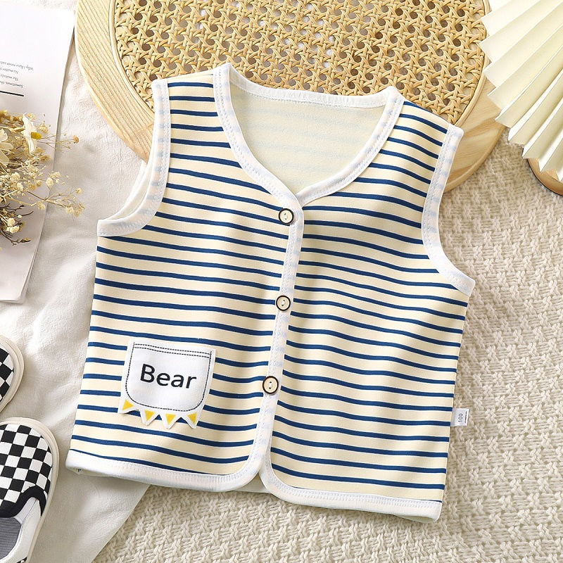 Thumbnail: Baby velvet vest autumn and winter new thickened warm coat children's striped le