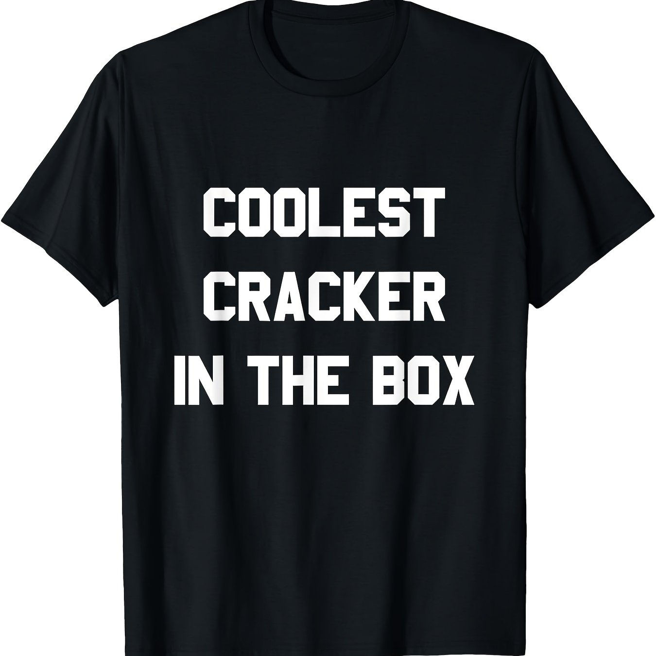 Men's Black Classic Fit Cotton T-Shirt with "Coolest Cracker in the Box" Print -