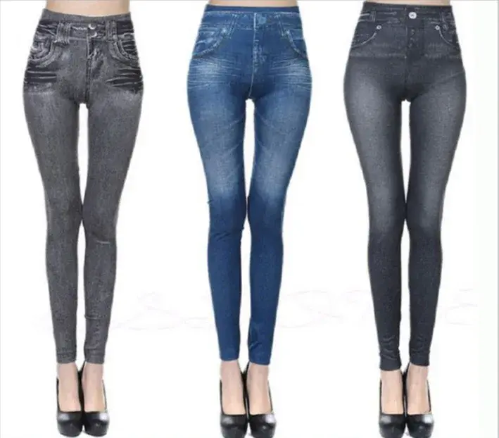 Thumbnail: Women's Seamless Denim-Look Leggings Fitness Leggings High Elastic Butt Liftting