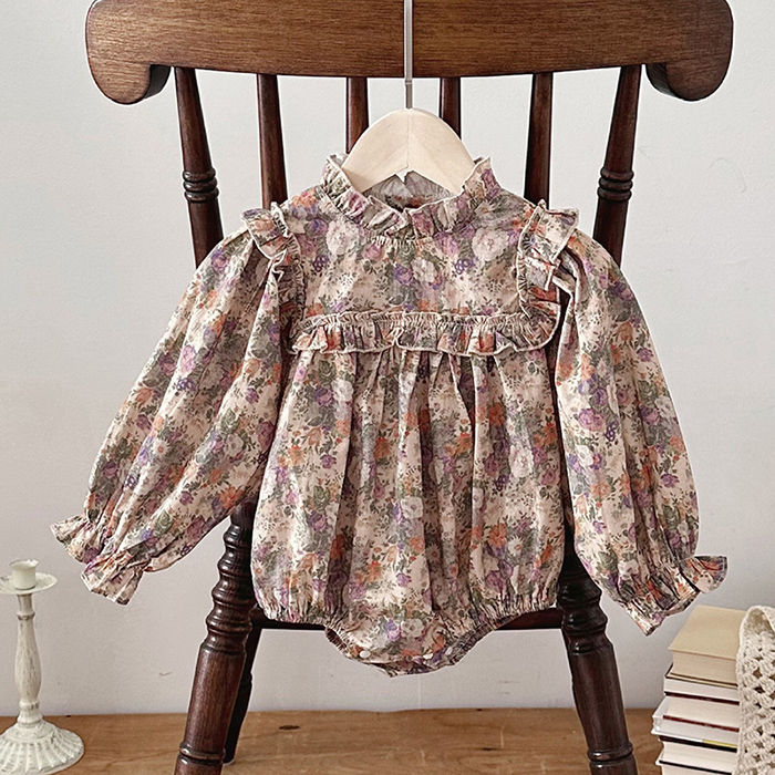 Thumbnail: 2024 New Autumn Toddler Baby Girls Romper Long Sleeved Cotton Print Infant Baby