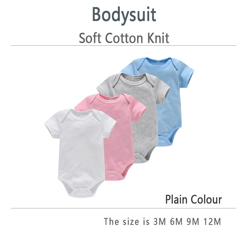 Thumbnail: 3PCS/Lot Baby Clothes Boy/Girl Baby Bodysuit Summer Clothes Solid Color Romper S