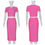 Thumbnail: Womens Dress Sets Short Sleeve Crop Tops And Mid Calf Skirt Suit Fashion 2PCS Se