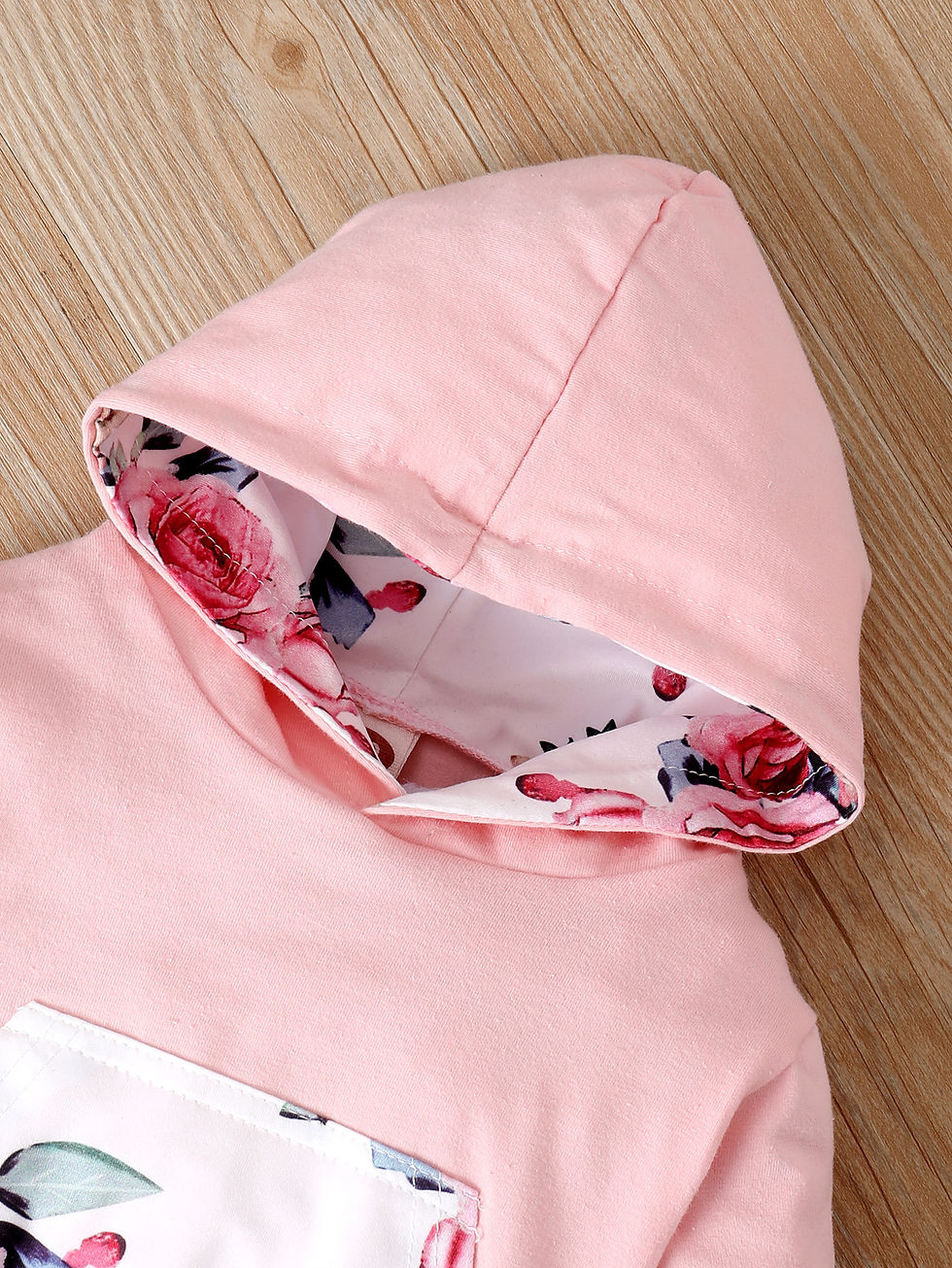 Thumbnail: 0-18 Months Toddler Baby Girl 3PCS Hooded Clothes Set Flowers Print Long Sleeve
