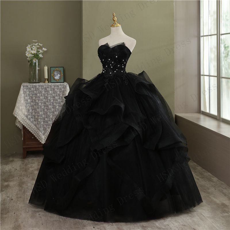 Thumbnail: Quinceanera Dresses Party Prom Lace Embroidery Strapless Ball Gown Customized Qu