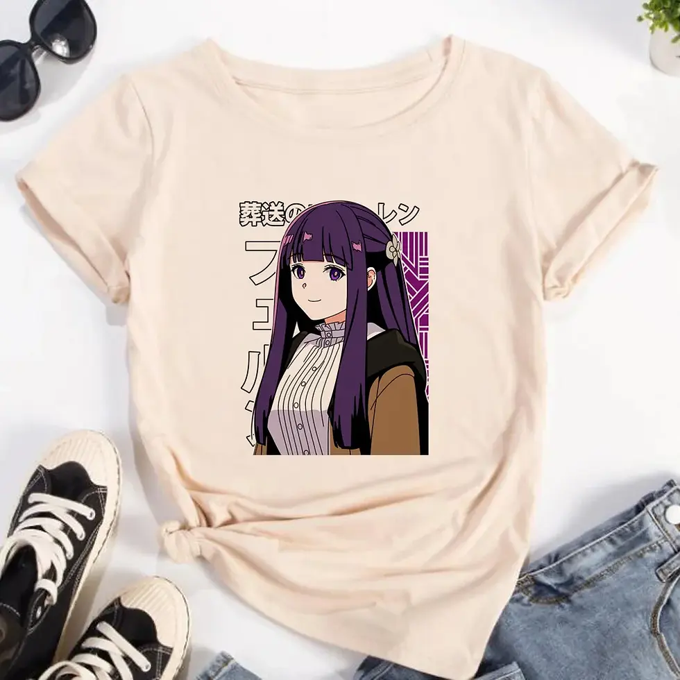 Thumbnail: Frieren Tshirt Women Streetwear Anime Funny T-shirts Girl Y2k Designer Funny Fem