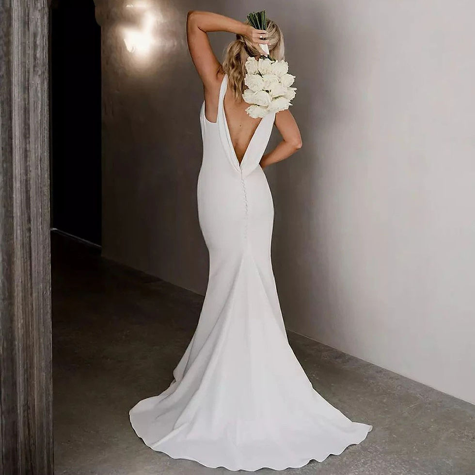 Thumbnail: Plus Size Wedding Dress Women Simple Sleeveless V Neck Brides Banquet Wedding Pa