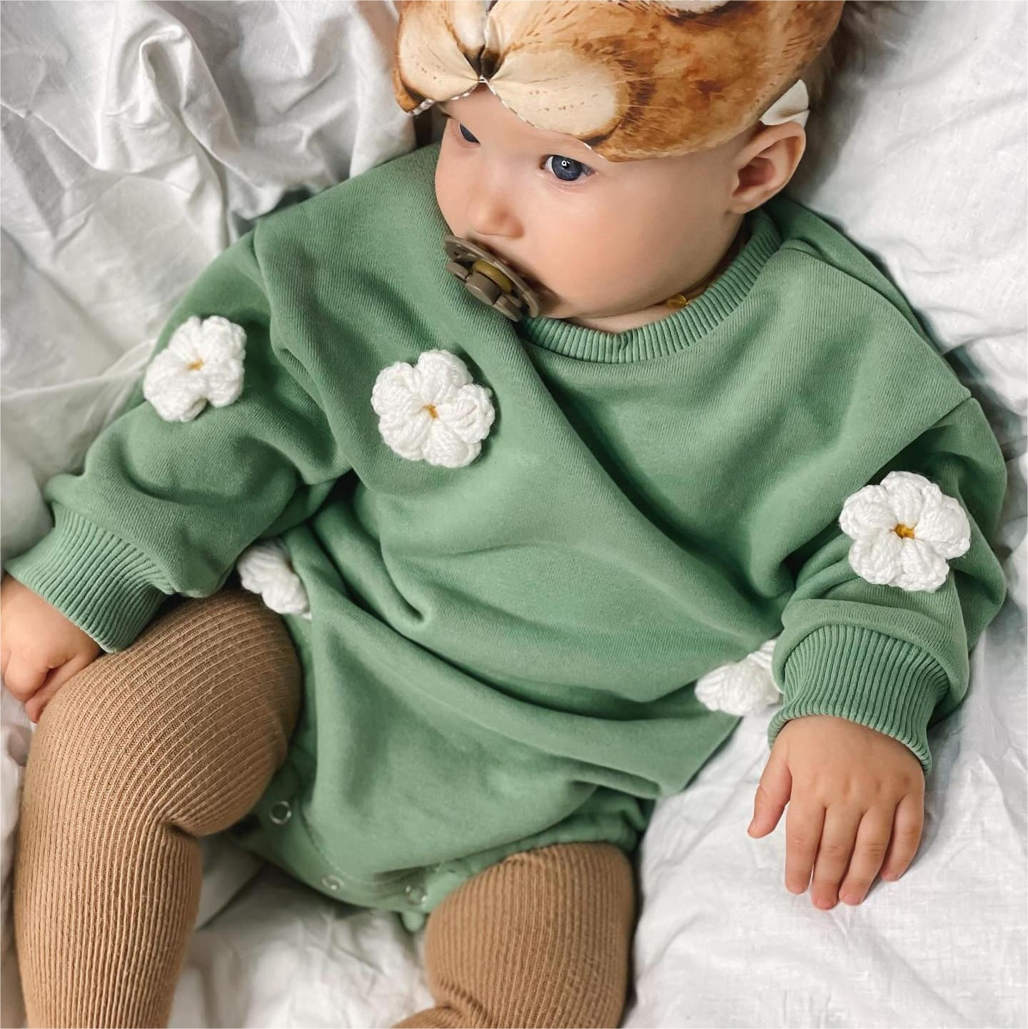2023 Spring Baby Clothes Flowers Sweatshirt Romper Baby Girl Boys Long Sleeve Bo