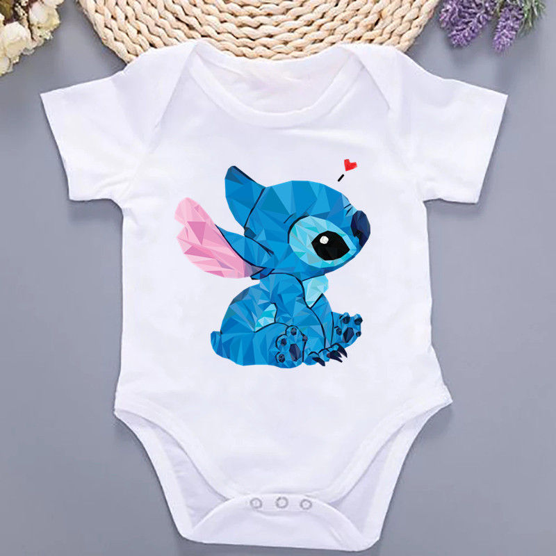 Thumbnail: 100% Cotton Disney Stitch Baby Clothes Summer Cartoon Newborn Baby Onesie Fashio