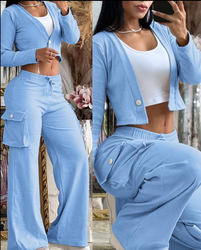 Thumbnail: Women's Spring Summer New Fashionable Solid Color Printed Sexy Waist Short Top C