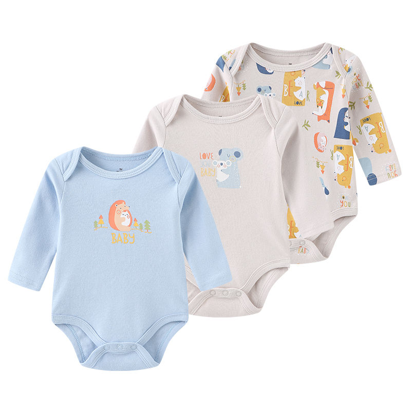 Thumbnail: kiddiezoom Spring Autumn Cartoon Long Sleeve Newborn Baby Boy Girl Bodysuits 100
