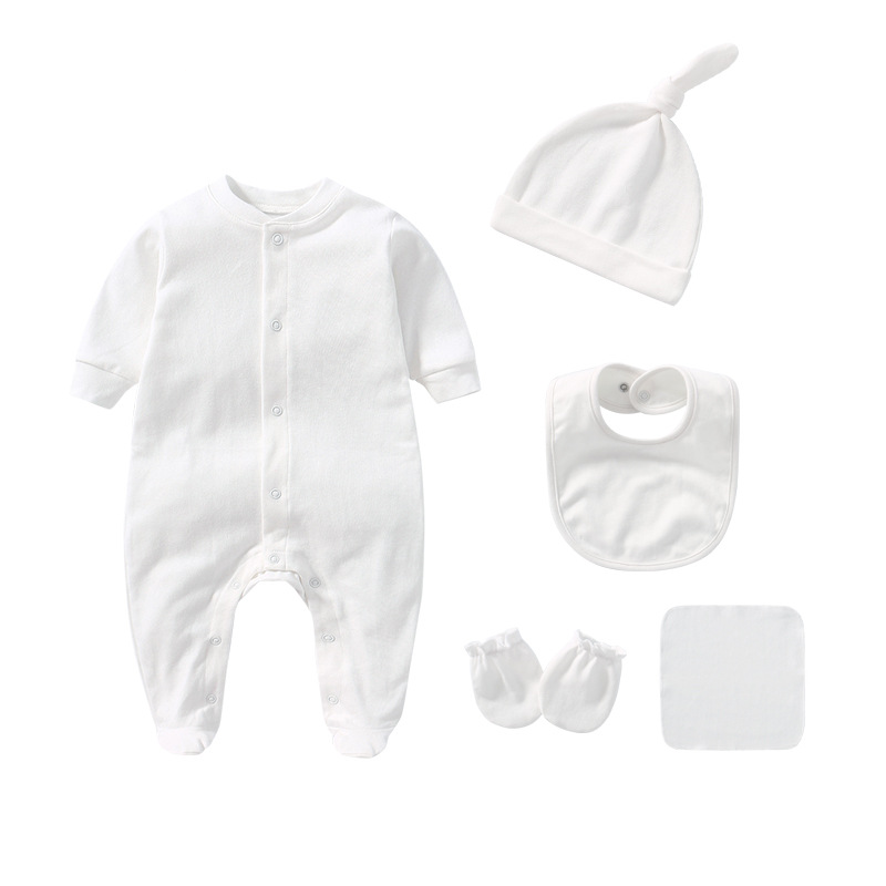 Thumbnail: Baby boys rompers Cotton Solid newborn Baby Clothing Mittens Hats Socks Kids Out