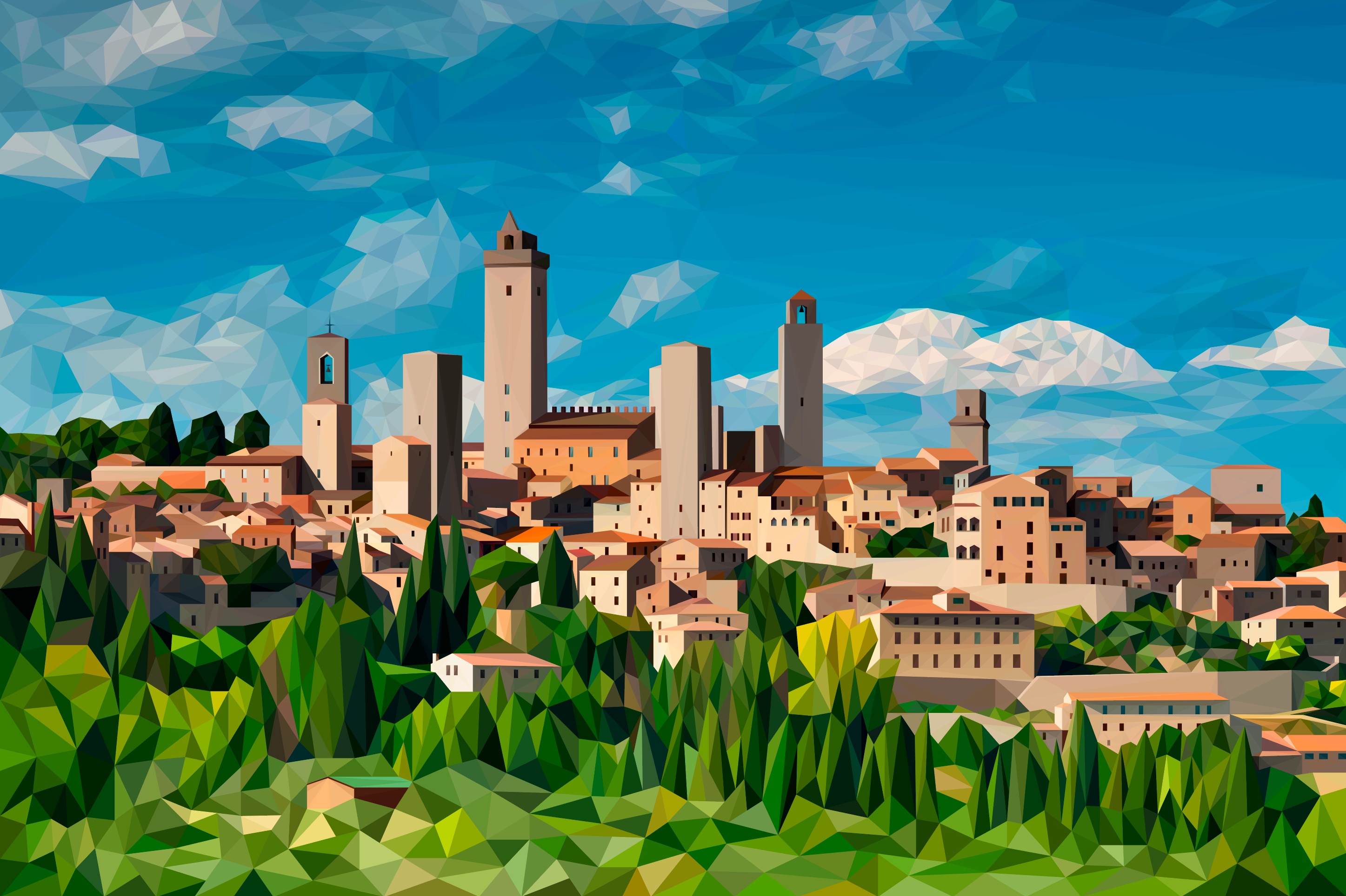 San Gimignano, Tuscany - Artwork by Andy Walker