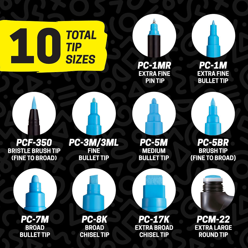 Thumbnail: Posca Paint Art Markers, Set of 15 5M Medium Acrylic Markers with Reversible ...