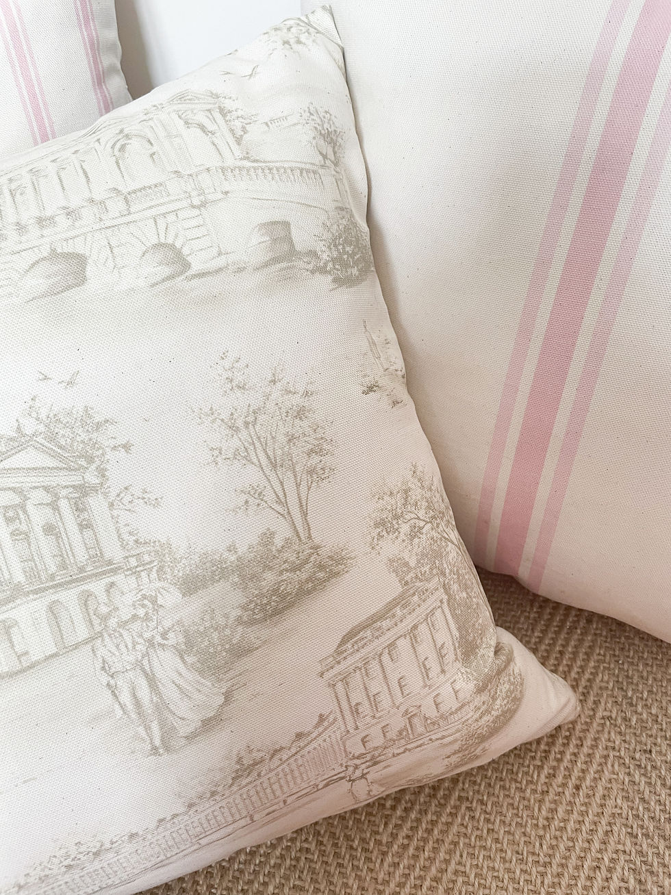 Thumbnail: French Stripe - Chalk Pink 45cm x 45cm