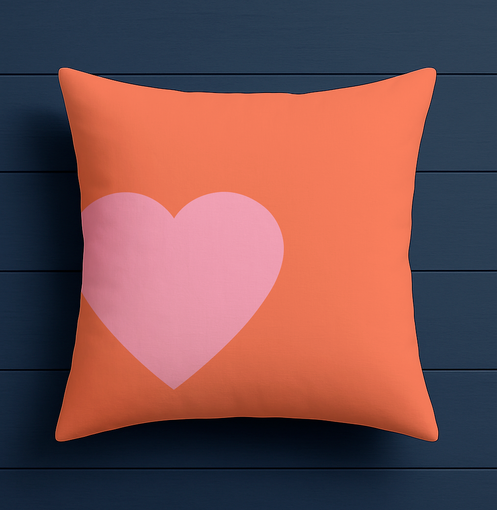 Sweethearts Large Pink on Orange Cushion 16"x16"
