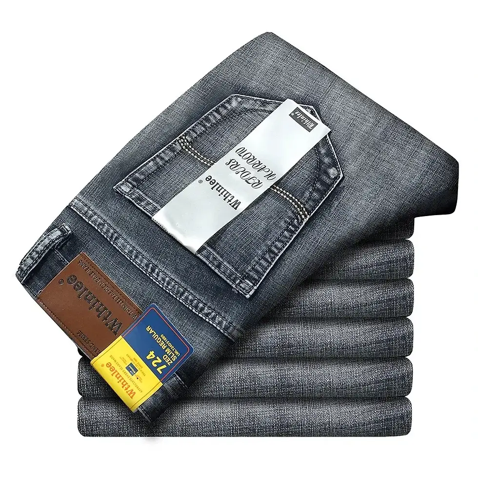 Thumbnail: Wthinlee New Business Men's Jeans Fleece Casual Straight Stretch Fashion Classic