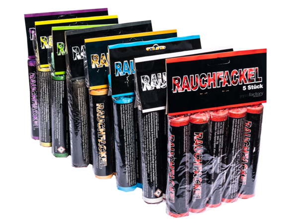 Rauchfackel mit Zündschnur Rot, Grün, Blau, Gelb, Violett, Weiß, Schwarz, Orange schöner kräftiger Rauch Brenndauer ca. 60