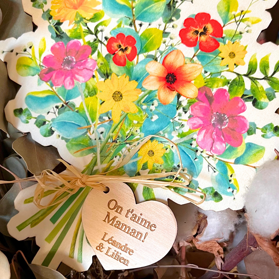 Miniature : bouquet en bois avec couleurs vives