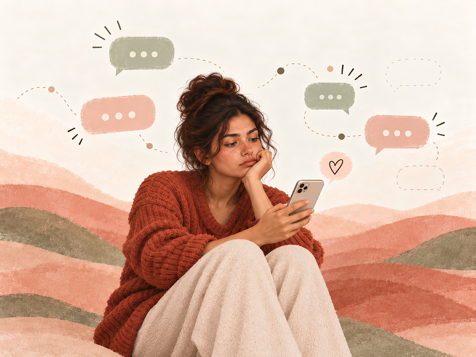 Woman looking at cellphone waiting for a text