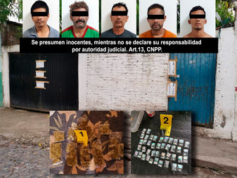Detiene a 5 personas con ice y marihuana durante un cateo en Armería