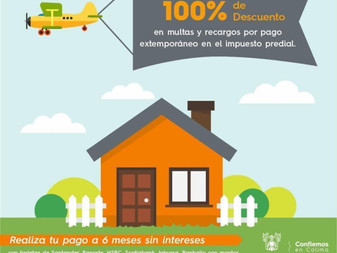 Hasta el 30 de septiembre, 100% de descuento en multas y recargos del predial