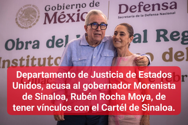 Estados Unidos denuncia al gobernador Morenista de Sinaloa, Rubén Rocha, de Narcotráfico