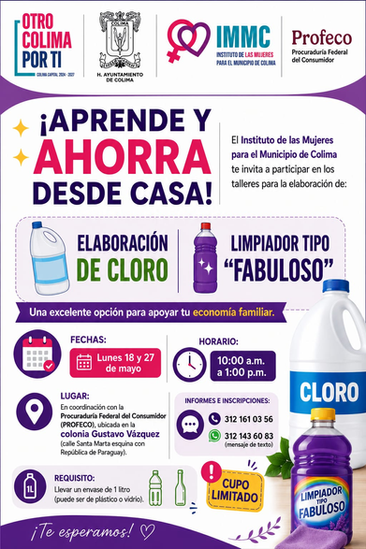 Riult Rivera impulsa el ahorro en la economía familiar con talleres gratuitos de elaboración de productos de limpieza