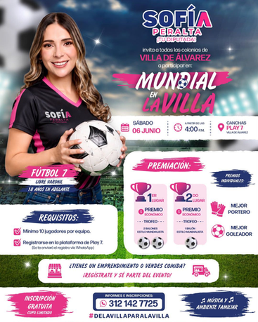 La Diputada Sofía Peralta invita a participar en el primer “Mundial en La Villa” este sábado 6 de junio