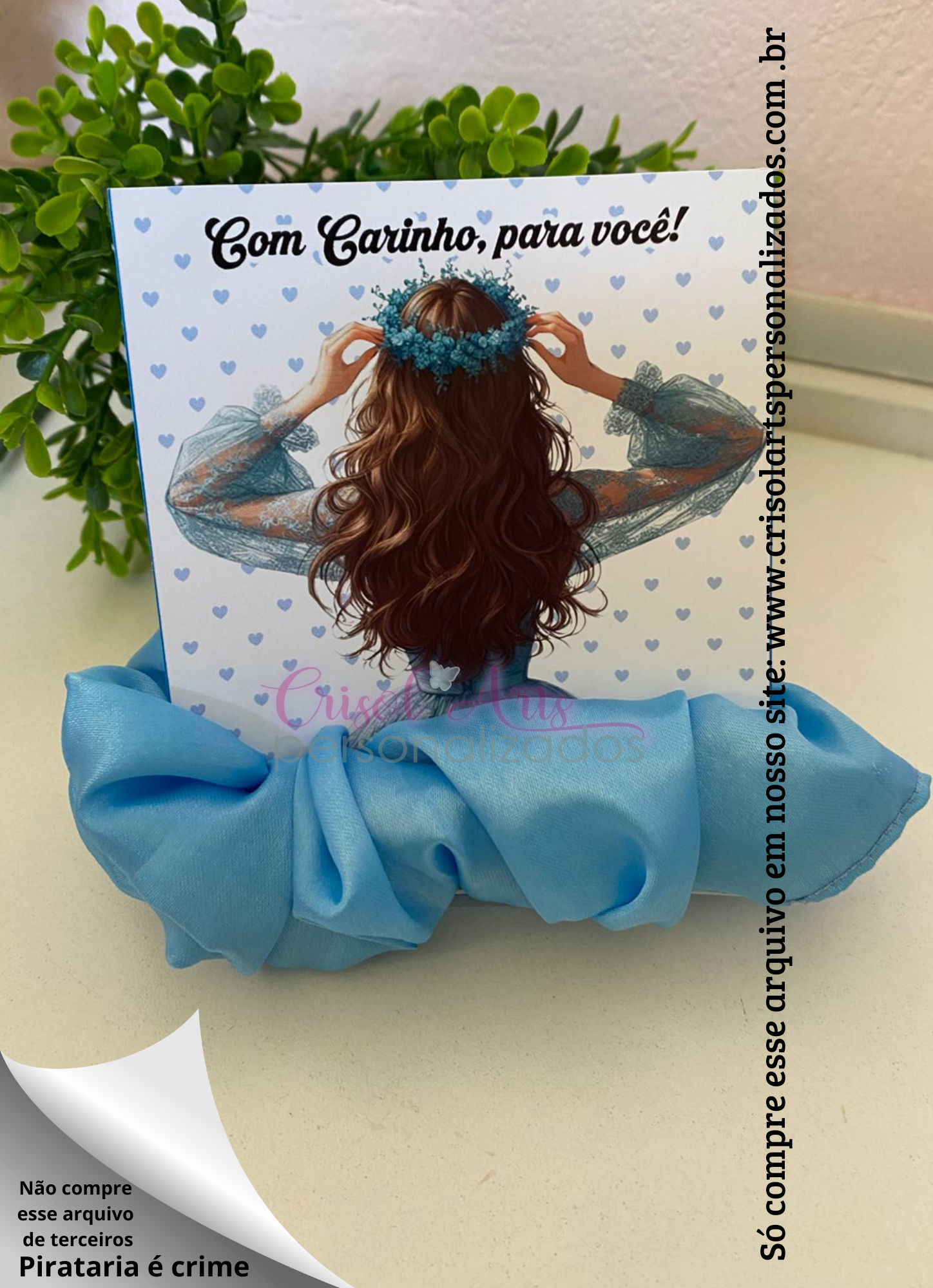 Card xuxinha vestido azul com carinho