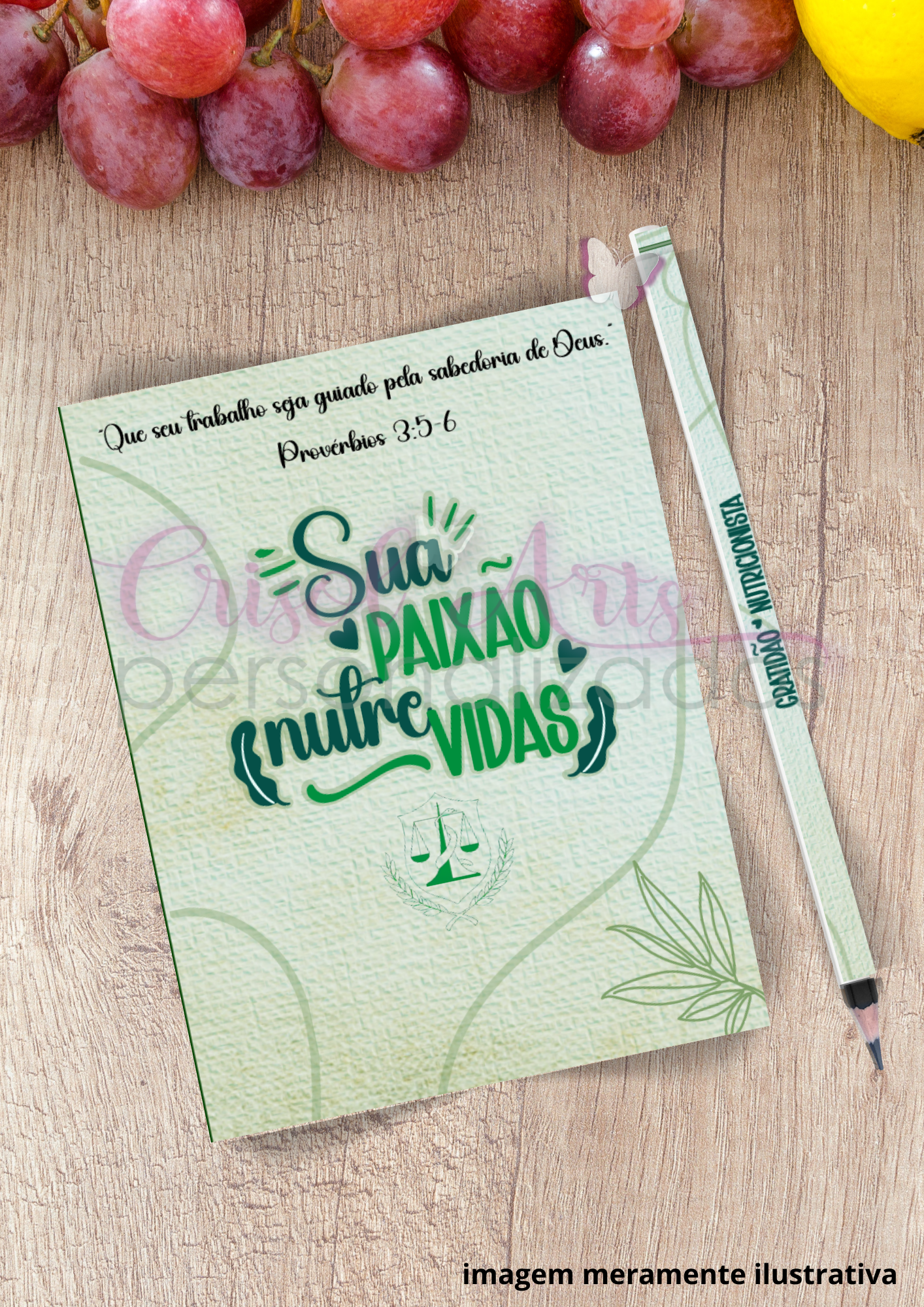 Kit Porta Bloquinho e adesivo para lápis/caneta Nutricionista