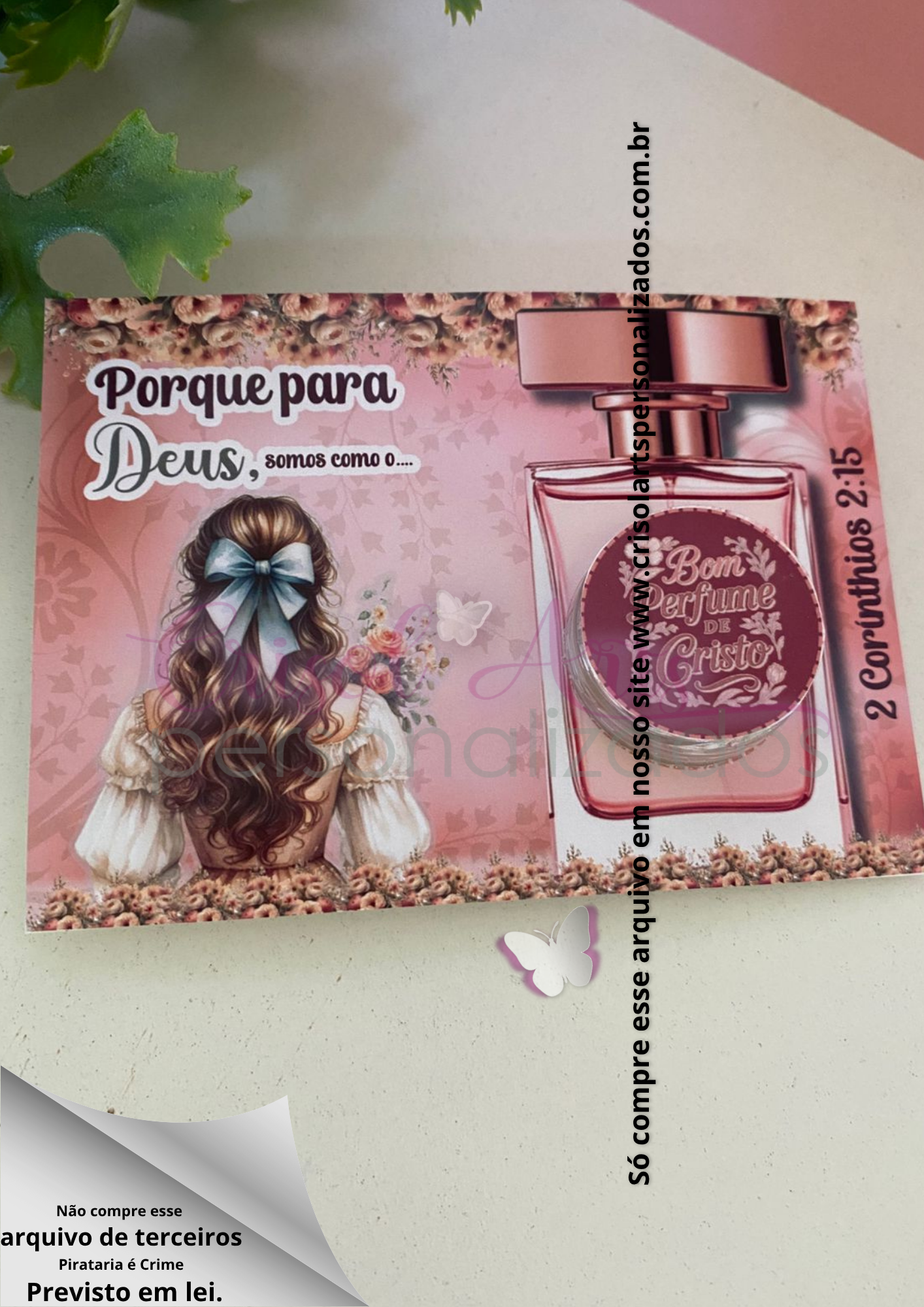 Card para hidratante mulher de laço azul Bom Perfume de Cristo