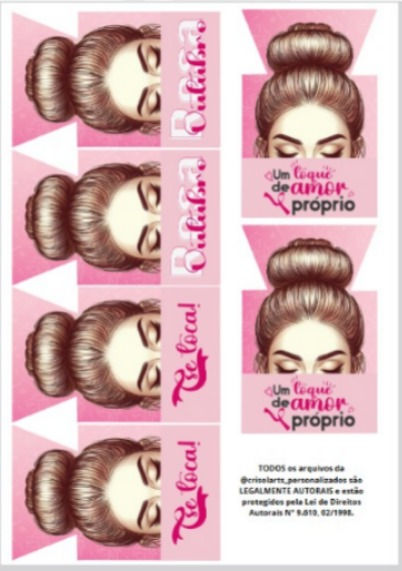 Miniatura: Kit Cards para xuxinha Mulher de coque Outubro Rosa
