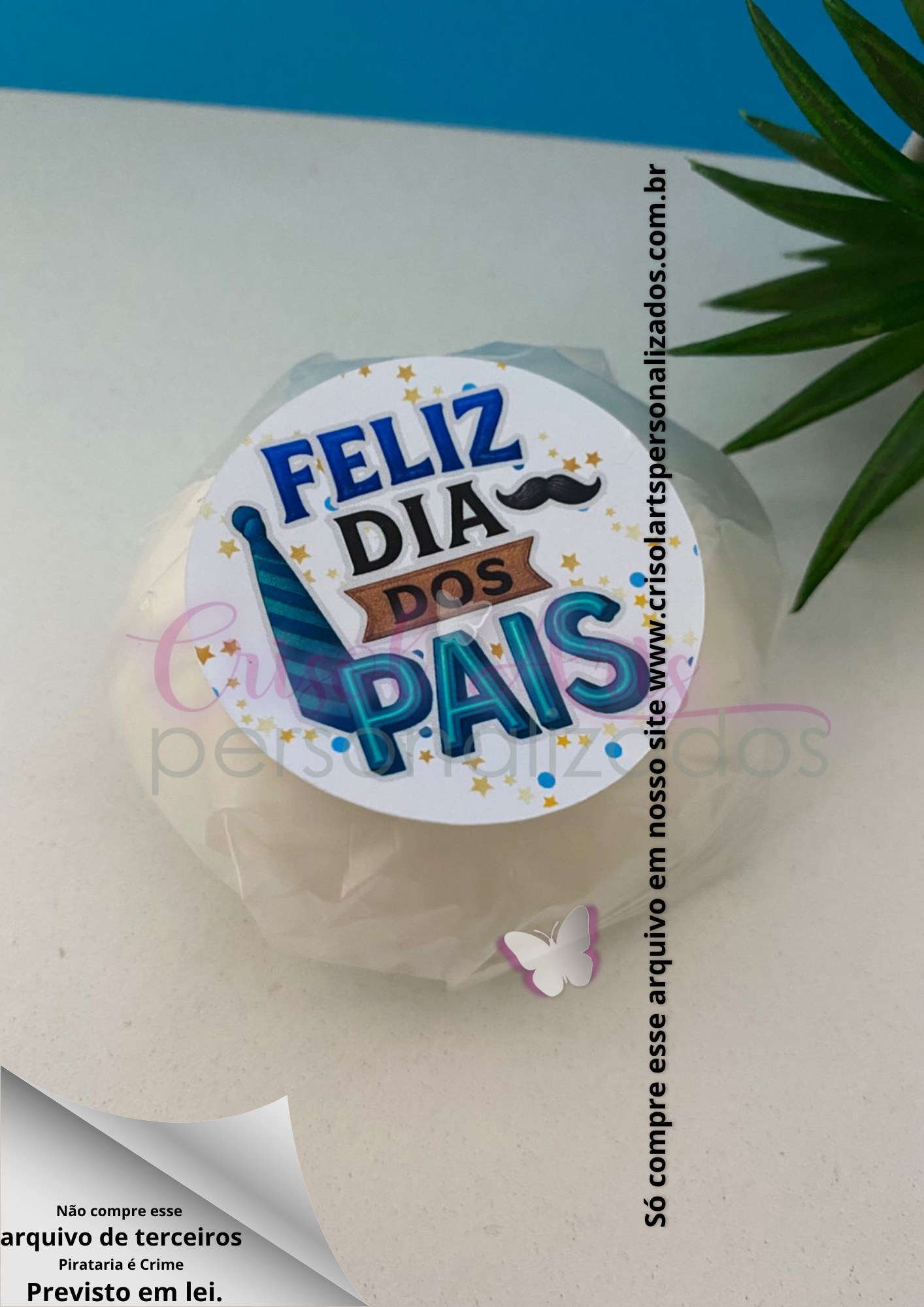 Tag redonda adesiva fundo branco Dia dos Pais