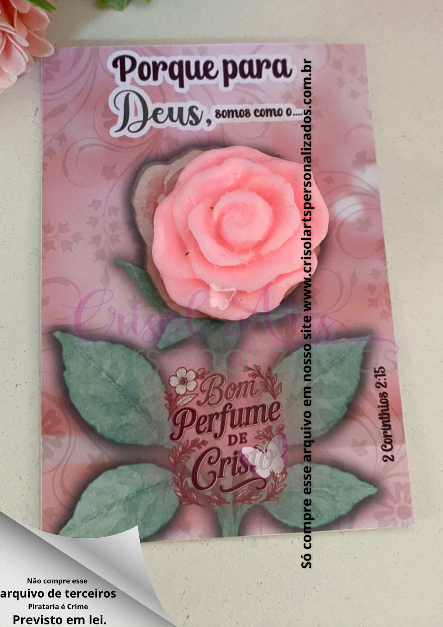 Card para sabonete rosinha Bom Perfume de Cristo