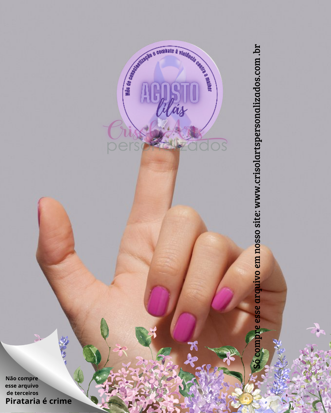 Tag ou adesivo redondo agosto lilás