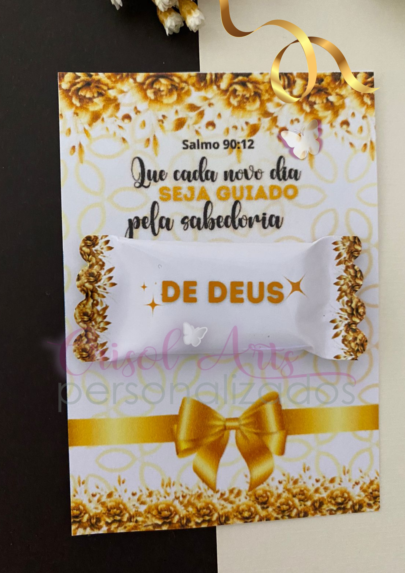 Kit Card e adesivo para balinhas com Versículo Ano Novo