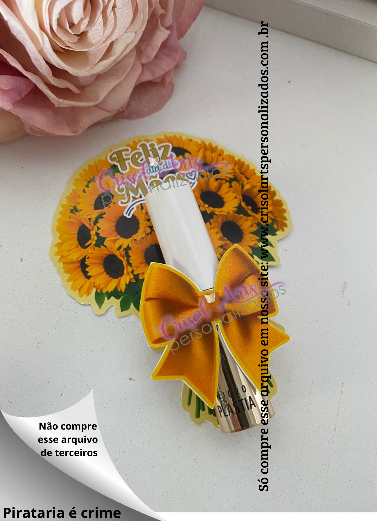 Card buquê girassol batom dia das mães