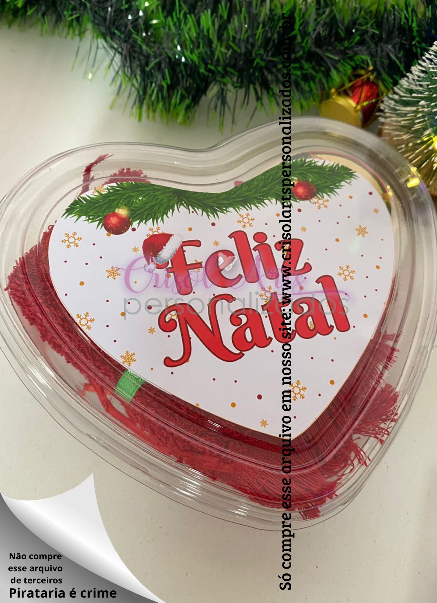 Arte adesivo coração acetato Natal