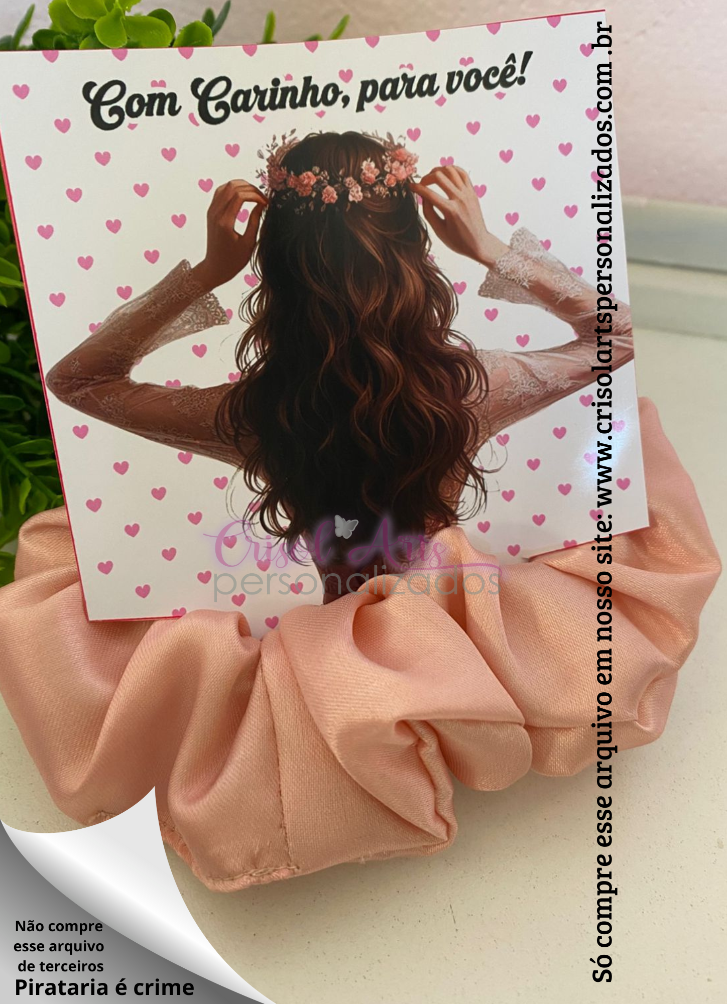 Card xuxinha vestido rosé com carinho