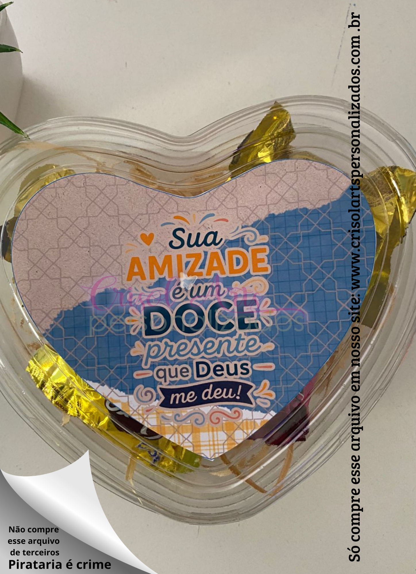 Kit adesivo coração doce amizade azul