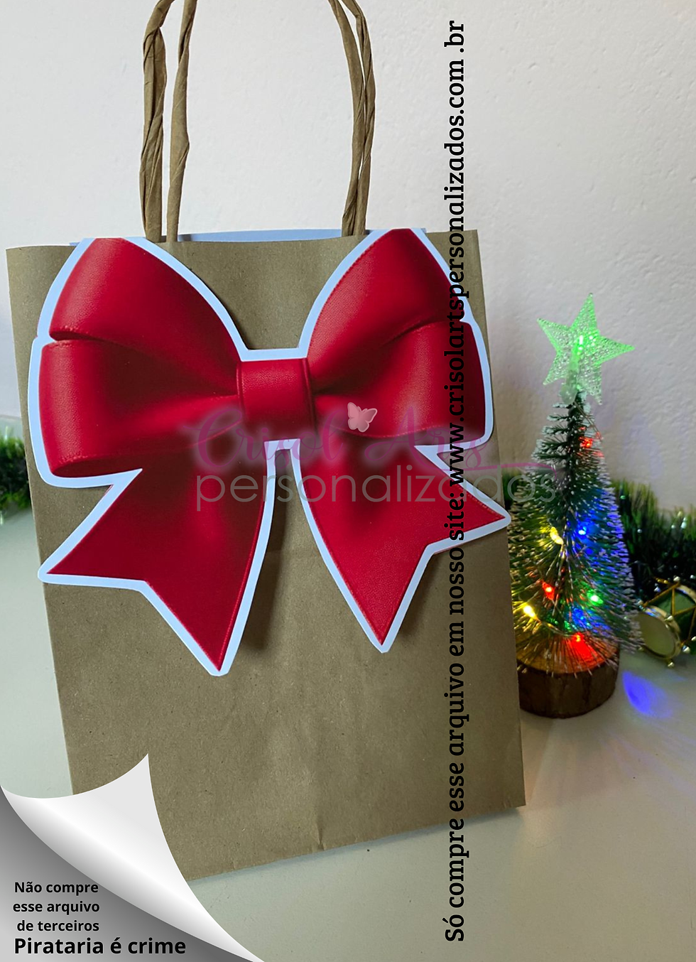 Laço vermelho sacola Natal