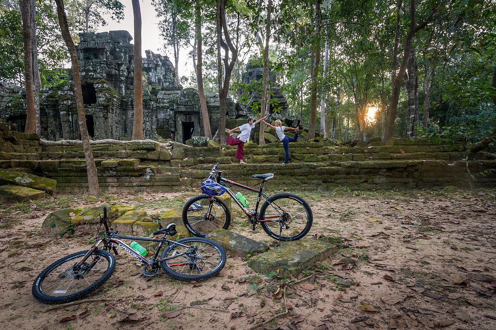 Cycling and yoga in Cambodia