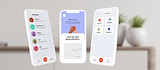 3 écrans de smartphone sur lesquels on voit l'application ensemble et ses fonctionnalités (lancement d'alerte et réseau social)