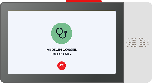 centrale tactile Arkéa Care, en appel avec un médecin conseil inscrit à l'ordre des médecins